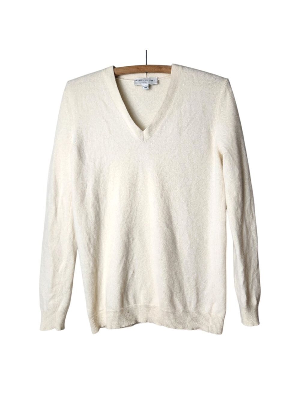 White + Warren Essentials Cashmere V-Neck Sweater | Size L - Picture 2 of 16